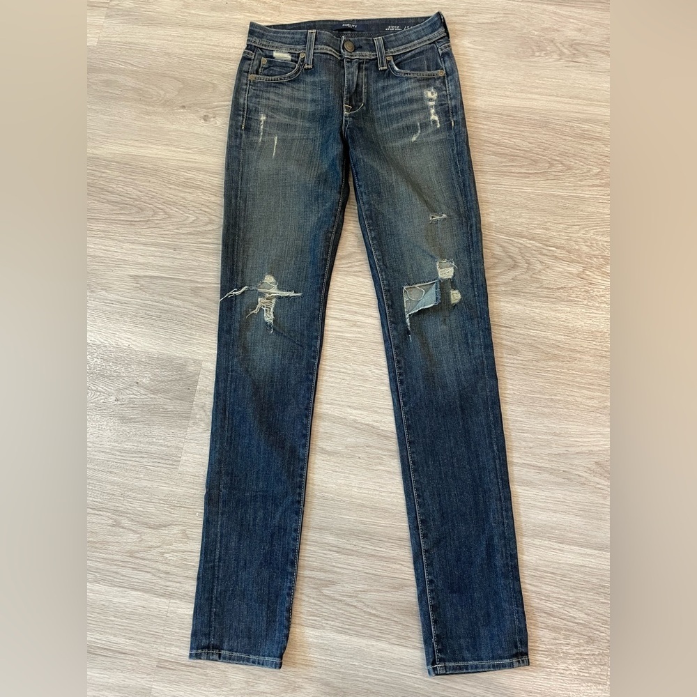 FIDELITY DENIM “Stevie” Mid Rise Skinny Distressed Ripped Jeans. Size 24/33